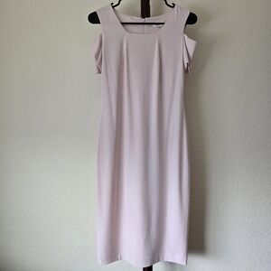 Calvin Klein Bodycon Feminine Office Barbie Blush Pink Cold Shoulder Dress Sz 2